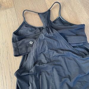 Black Lululemon no limit tank top with built-in sports bra.